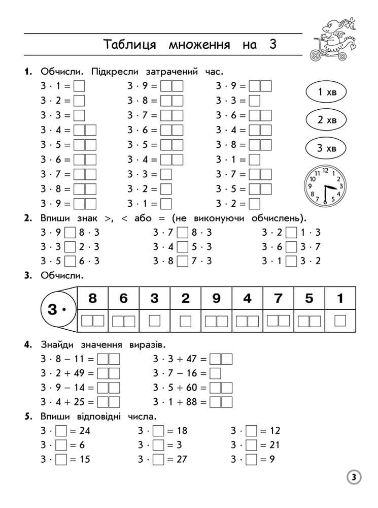 Тренажер з математики. Таблиці множення та ділення чисел 1–9. 3 клас - інші зображення